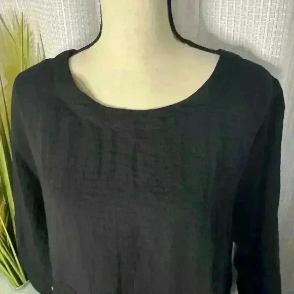 Kristin Crenshaw Women’s S Black Crinkle Tunic w/Pocket Hobo 3/4 Sleeve Top - Picture 4 of 12